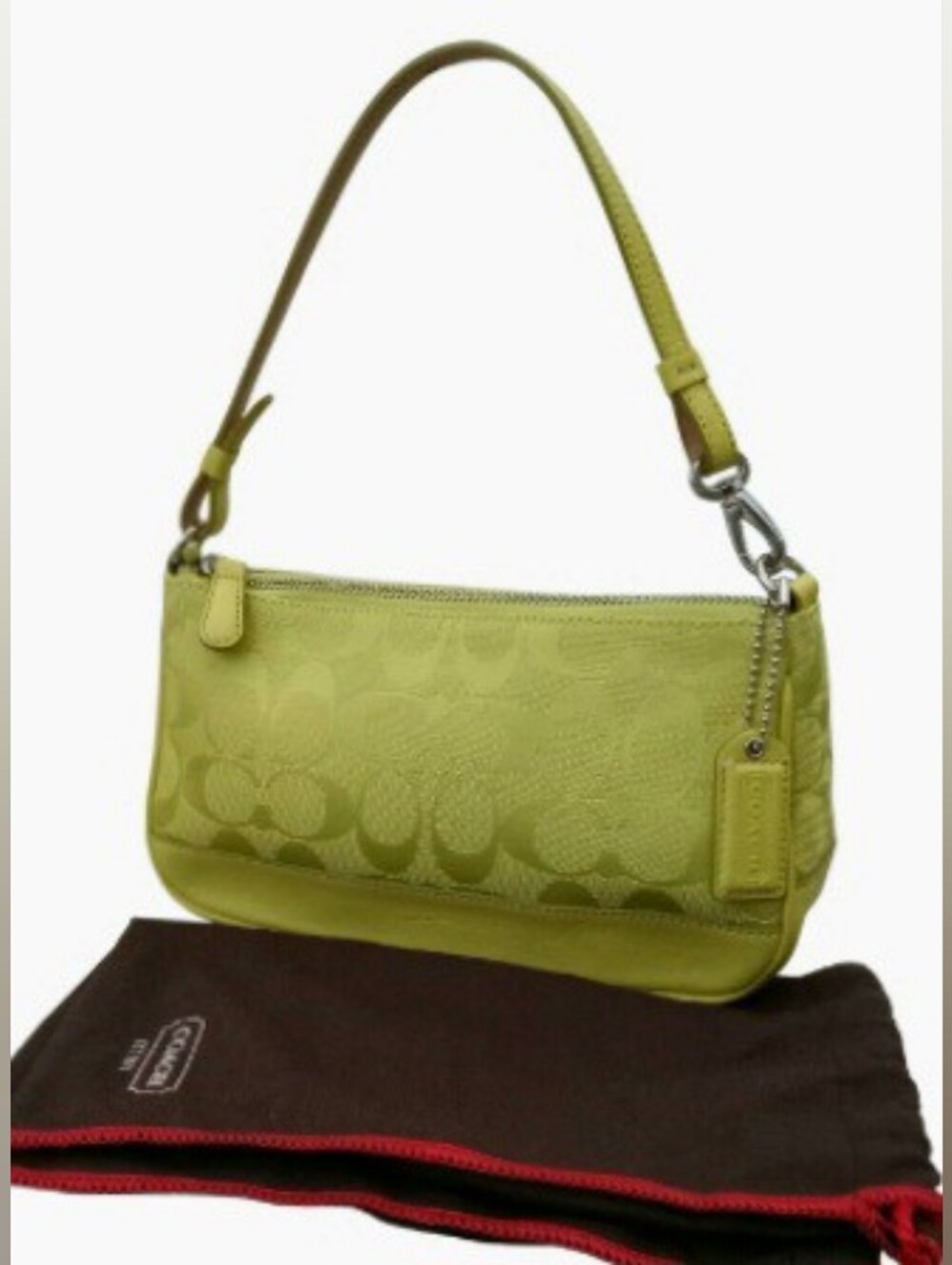 Rare Y2K Coach Citrus Green Signature Jacquard Demi Shoulder Bag